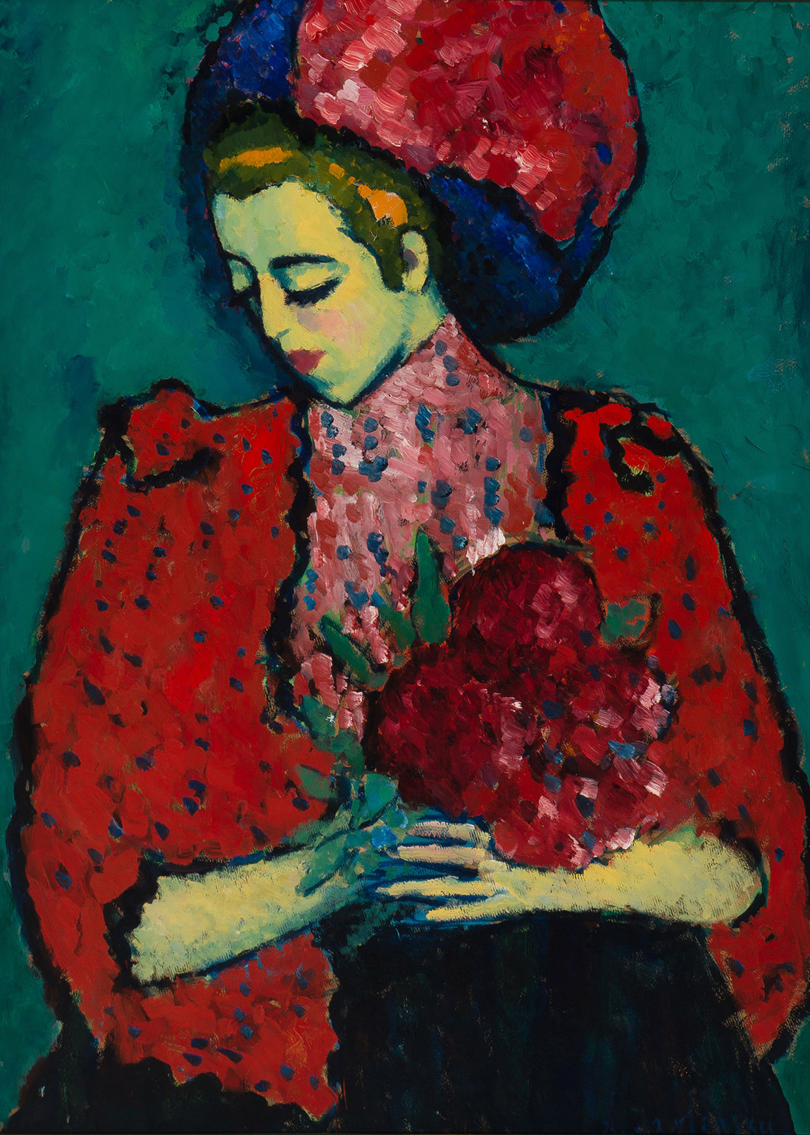 Alexej von Jawlensky: Girl with Peonies (1909).  | Von der Heydt-Museum: from Courbet to New Objectivity