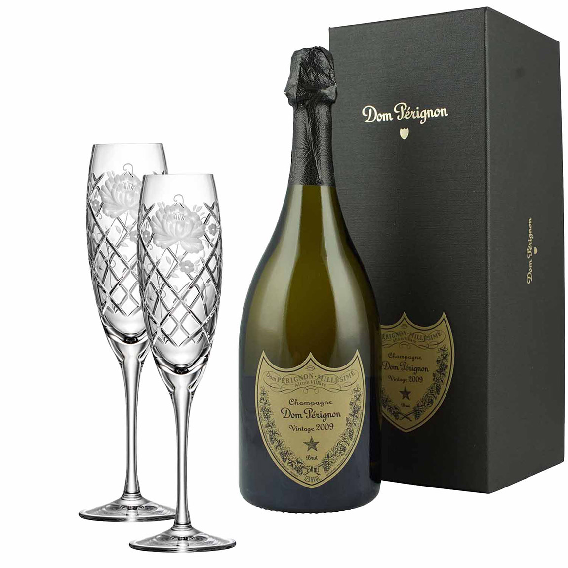 2er Sektglas-Set Sunrose + Dom Perignon Vintage 2009