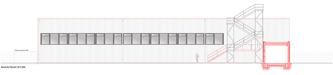 Sauter, Bachmann AG: Production expansion, new building – north view.