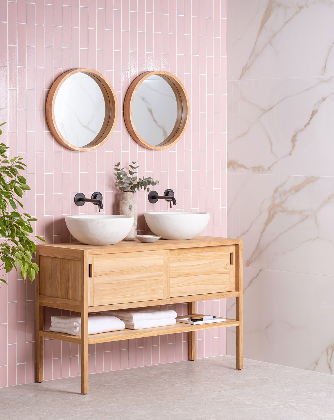 Origin Blush Smooth wall tiles from the Winchester collection