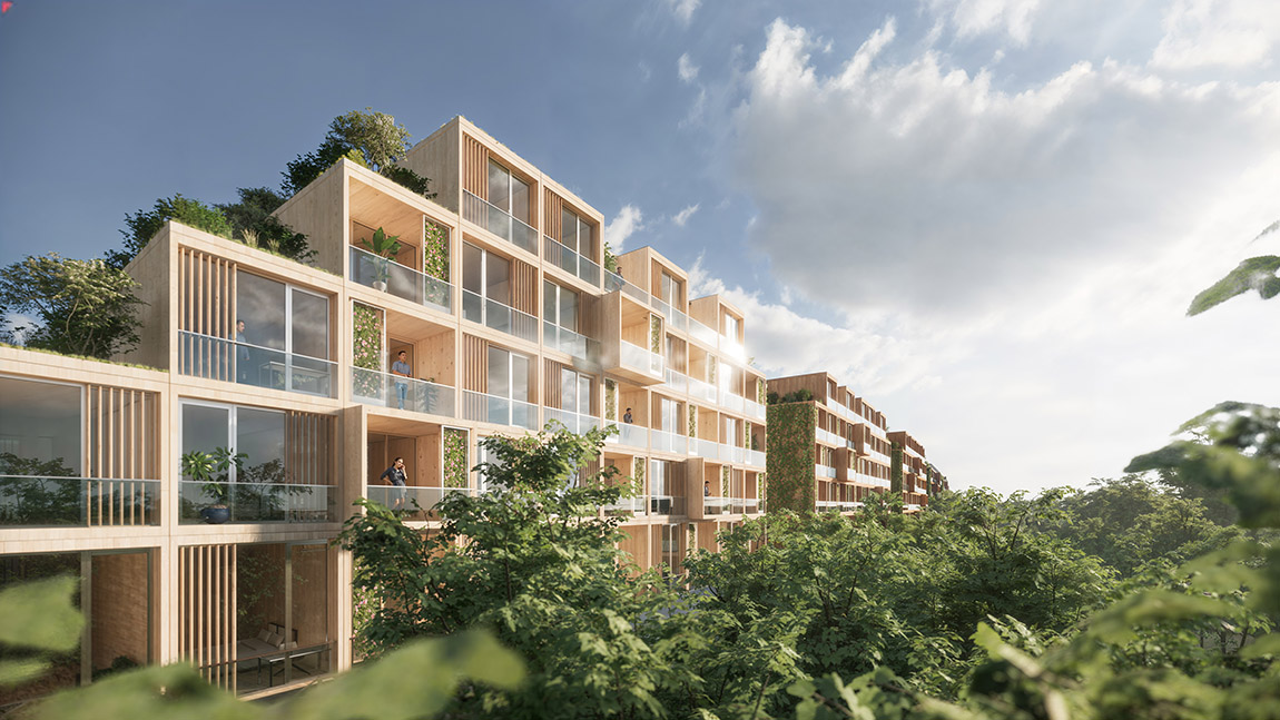 Detail of Pi Concept– Modular timber construction. | StructureLab Architekten – Building Visions, Shaping the future