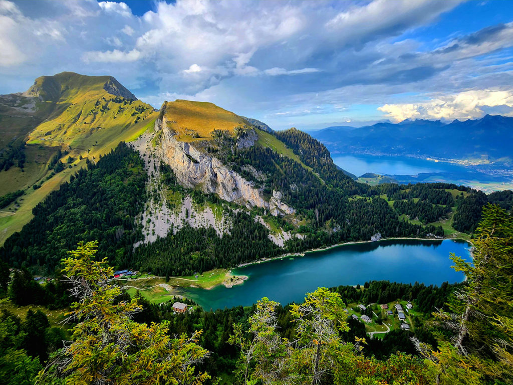 View of Lac de Taney and Lake Geneva from Chambairy mountain. Photo: Yan Follonier | Refuge du Grammont: A hidden gem in Switzerland’s Prealps