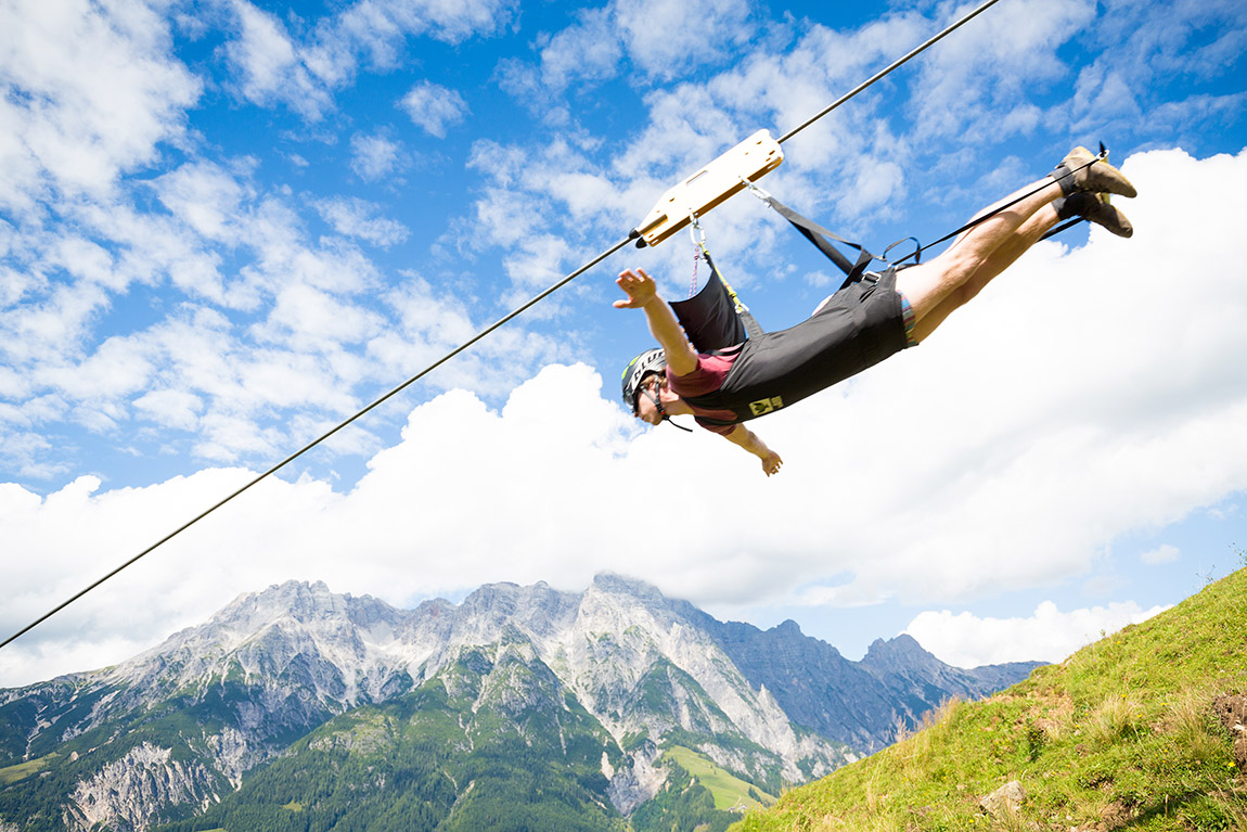 Flying Fox XXL Leogang. Photo: Leoganger Bergbahnen / Bause | Extraordinary doorstep escapes: Top 11 microadventures in Austria