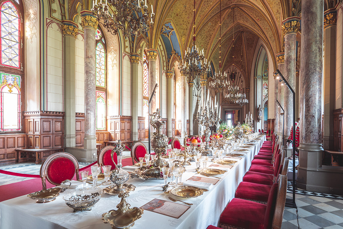 The Grafensaal or Hall of Counts/Dukes in Hohenzollern Castle on the edge of the Swabian Alb. Photo: Black Forest Production GmbH | Der Grafensaal der Burg Hohenzollern