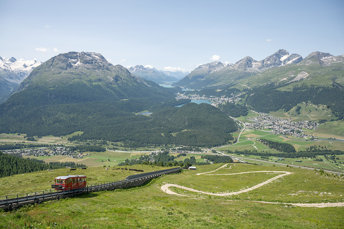 Photo: Engadin St. Moritz Mountains A | Muottas Muragl: A prime viewing spot above lakes, forests and mountain peaks