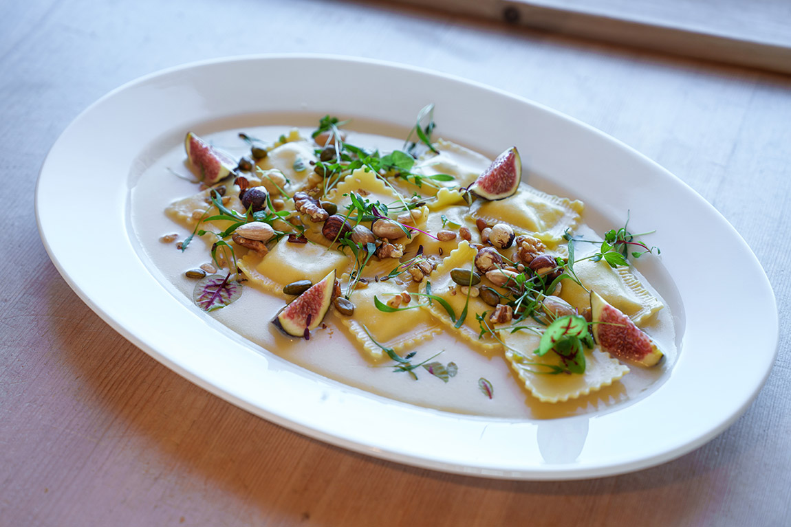 Bloderkäse ravioli with figs and nuts. | The Chäserrugg area in Toggenburg: Where Switzerland shows its most authentic side