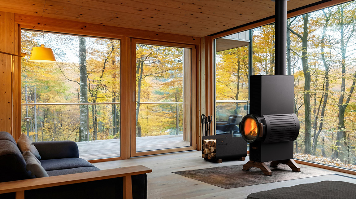 Design, das bewusst aus der Reihe
tritt: Der Kaminofen Rocket. | Austroflamm: Stove design