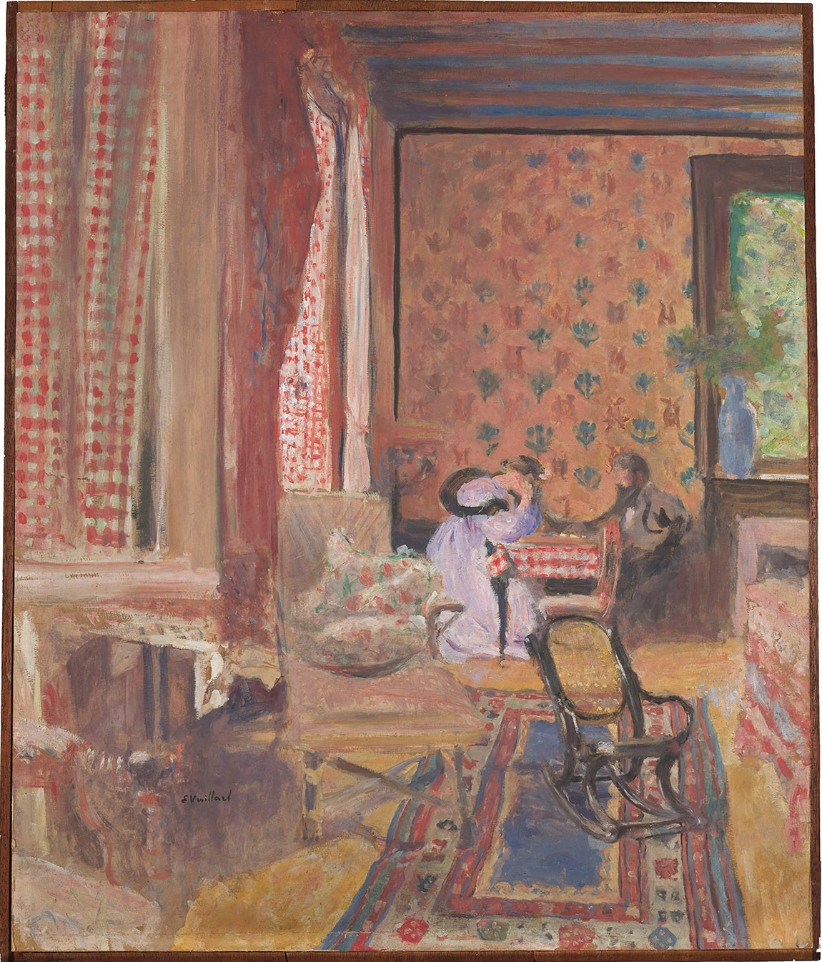 Édouard Vuillard, The Game of Draughts (La Partie de Dames), 1902. Oil on wood. 68.2 × 58.4 cm. Städel Museum, Frankfurt am Main. Photo: Städel Museum, Frankfurt am Main | Von der Heydt-Museum Wuppertal: From Monet and Picasso to power of ornament