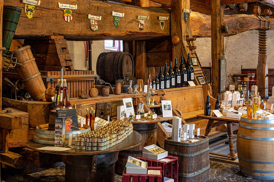 Old wine press from 1658, located in the Torkel. | Schloss Salenegg: Where Europe’s oldest winery stays young