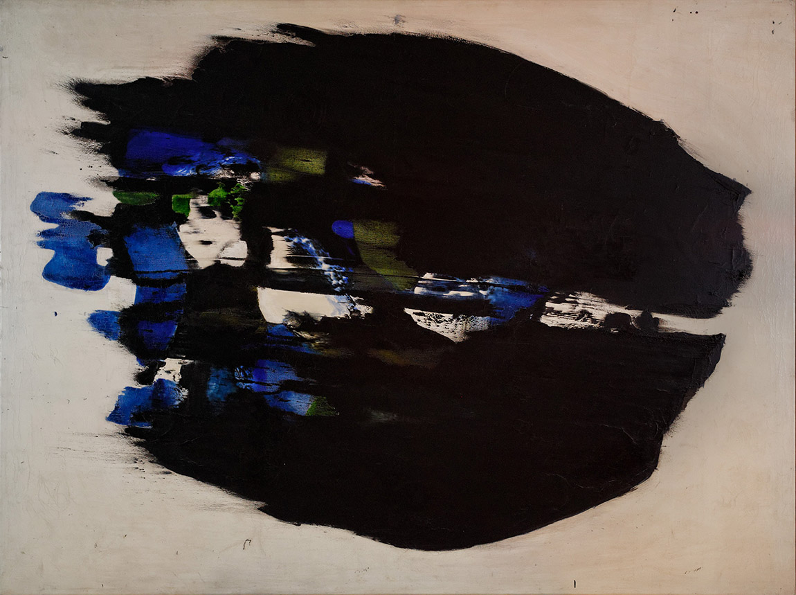 Judit Reigl, Écriture en masse - Mutation VI, 1959-1960, huile sur toile, 149 x 200 cm, Sammlung Reinhard Ernst, courtesy Janos Gat Gallery. © Fonds de dotation Judit Reigl | Museum Reinhard Ernst: A passion for abstraction