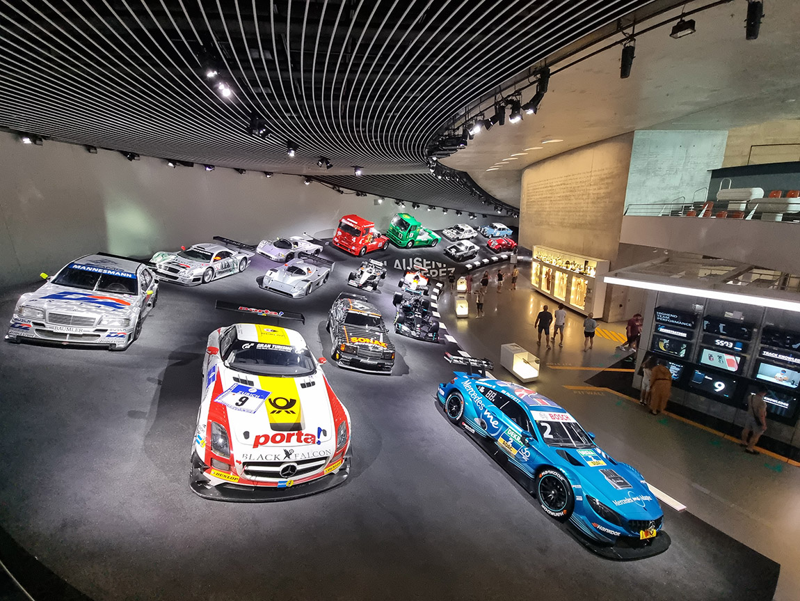 Racing cars in the Mercedes Benz Museum. Photo: Wibke Carter | Stuttgart: A weekend in the Cauldron